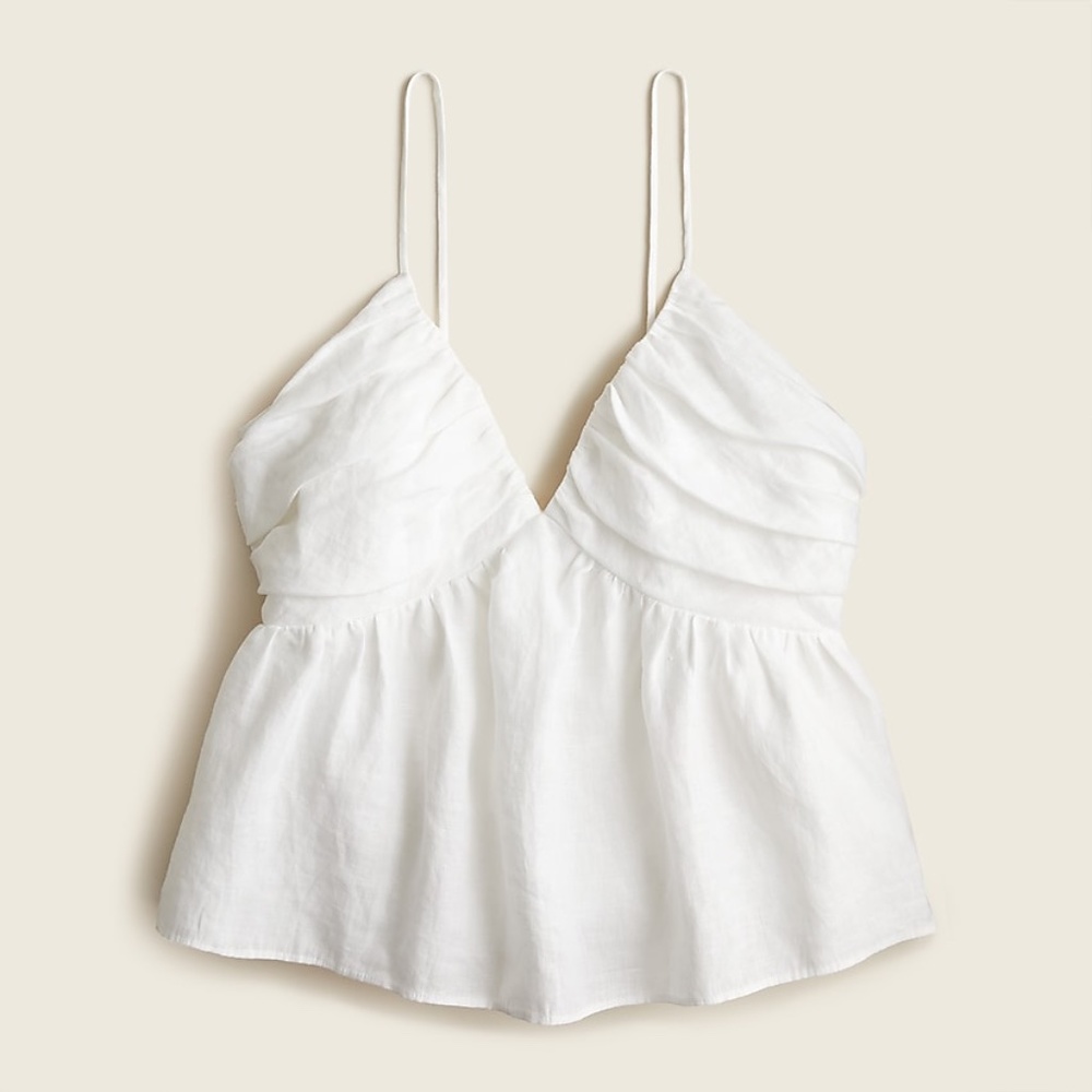 V-neck gathered-linen camisole